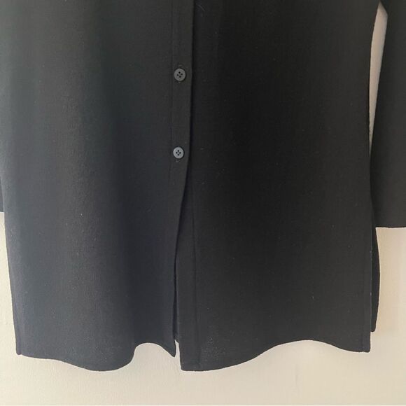 Eileen Fisher Long Cardigan Jacket Crepe Wool Size Medium Petite Made in USA - Picture 3 of 8